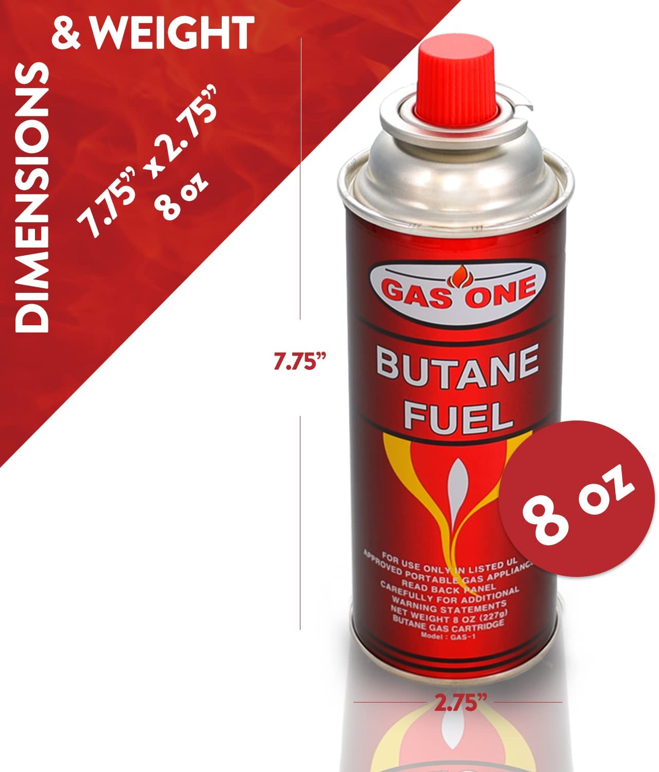 GasOne Butane Fuel Canister, 4 Pack